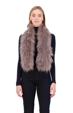 Gorski Genuine Shearling Knit Pull-Through Scarf in Taupe at Nordstrom