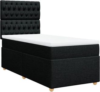 vidaXL Cama Box Spring Con Colch&oacute;n Tela Negro 90x200 Cm Vidaxl
