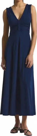 Derek Lam Misha Matte Jersey Ruched Dress In Navy