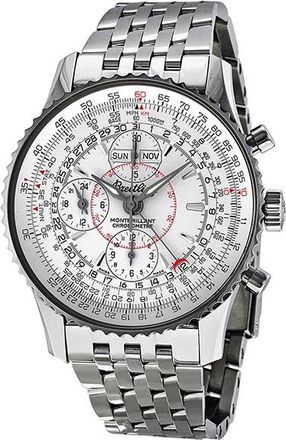 Breitling Pre-owned Breitling Montbrilliant Datora GMT Chronograph Automatic Silver Dial Mens Watch A2133012/G518.441A
