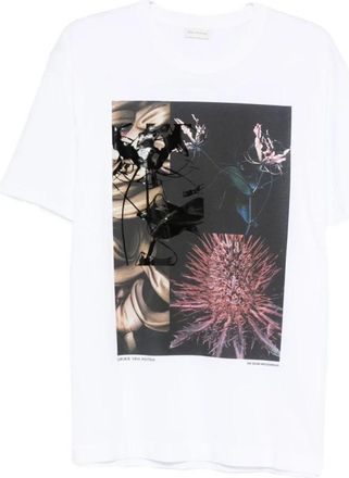 Dries Van Noten Wit Bloemenprint T-shirt met Ronde Hals - Heren - T-shirts - Wit - XL - Katoen - Tops