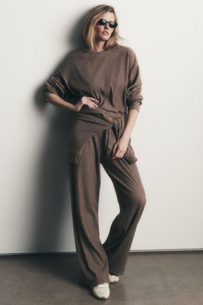 Alo | Muse Wide Leg Pants in Java Brown Heather, Size: Large