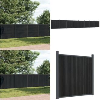 vidaXL Pannello di Recinzione Grigio 1391x186 cm in WPC - Pannello di recinzione - Recinzione residenziale