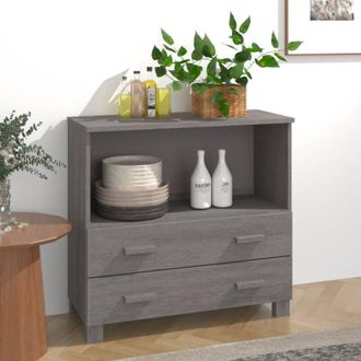 vidaXL Vidaxl - Credenza hamar Grigio Chiaro 85x35x80 cm Legno Massello di Pino