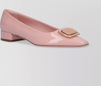 Ferragamo block heel ballerina shoes with square buckle