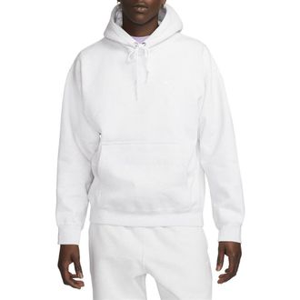 Nike Solo Swoosh Fleece Hoodie in Birch Heather/White at Nordstrom Rack, Size X-Small