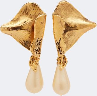Saint Laurent Cassandre faux pearl clip-on earrings