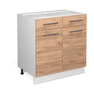 Vicco Mueble Bajo De Cocina Fame-line, Roble Dorado, 80 Cm, Et M&aacute;rmol