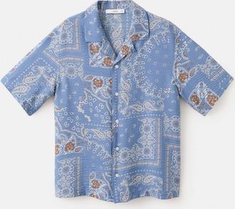 Mango Camicia maniche corte stampata blu porcellana - Uomo - XXL - MANGO MAN