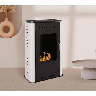 Dmora Dmora - Estufa De Bioetanol Appiano, Chimenea De Bioetanol, Estufa Ecol&oacute;gica, Calefactor Sin Chimenea, Made In Italy, 50x27 H80 Cm, Blanco Y Negro