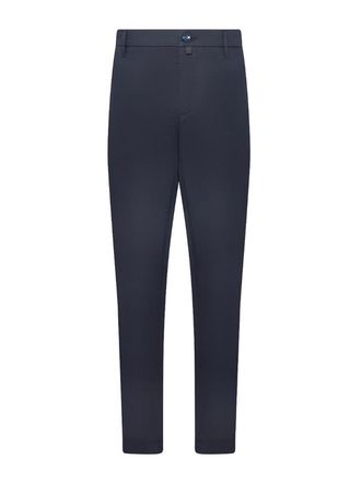 Jacob Cohen Navy Blue Cotton Blend Tapered Leg Trousers