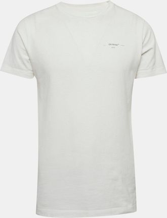 Off-white White Logo Print Cotton Crew Neck T-Shirt