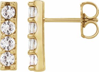 Diamond2Deal 14K Gold 1/2ct Lab-Grown Diamond Bar Stud Earrings Clarity SI, Color G-H