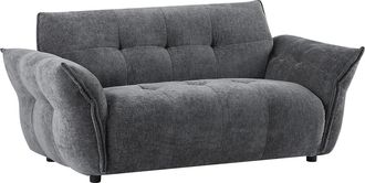 Vente-Unique Sof&aacute; de 2 plazas en tela jaspeada gris antracita NAPIZO