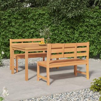 Berkfield Home 3 Piece Garden Dining Set Solid Wood Teak in Brown