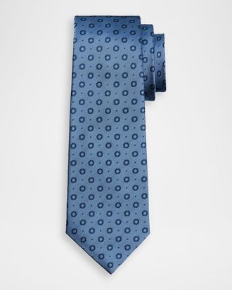 Kiton Men & apos;s Silk Woven Circles 7-Fold Tie