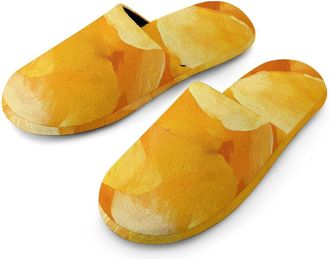 Generic Yellow Potato Chips Mens House Slippers Slip Indoor Slipper On Shoes Warm Outdoor