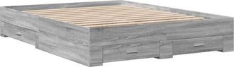 vidaXL Cama con cajones madera ingeniería gris Sonoma 150x200 cm vidaXL