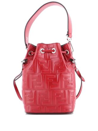 Fendi Mon Tresor Zucca Embossed Leather Mini bucket bag - Red