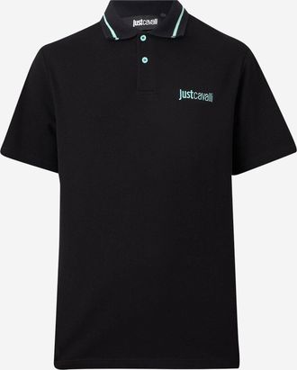 Just Cavalli katoenen poloshirt met tweekleurige kraag en logo