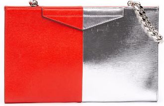 Fendi Pre-owned Fendi Bicolor Metallic Leather Grande Clutch with Chain Ladies UI46JR18H4IR7TAG