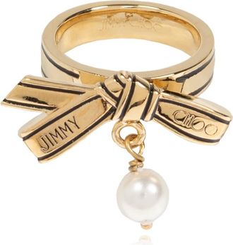 Jimmy Choo London Rings, female, Yellow, Size: S Ribbon Ring JKI-Gold Black White