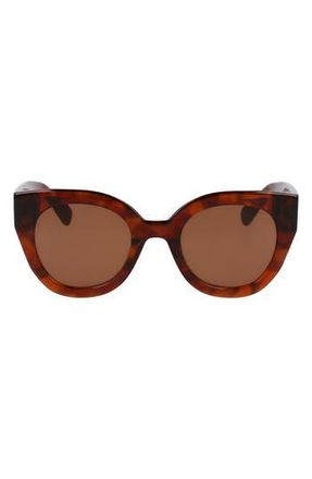 Longchamp Heritage 49mm Small Round Sunglasses in Textured Brown at Nordstrom Rack