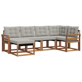 vidaXL Conjunto De Sof&aacute;s De Exterior 6 Pcs Gris Natural Y Claro Vidaxl