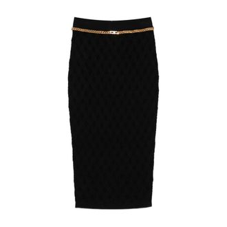 Elisabetta Franchi Dames, Rokken, Zwart, Maat: S Leer