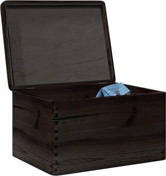 vidaXL Caja De Madera Con Tapa Madera Maciza De Pino Negra 40x30x23 Cm Vidaxl