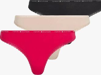 Tommy Hilfiger Womens Tommy Hilfiger 3 PACK LACE Womens Thong Multicoloured - Size: 14