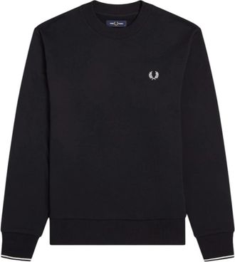 Fred Perry Zwarte Crew Neck Sweatshirt - Heren - Sweatshirts - Zwart - M - Katoen - Hoodies & sweatvesten