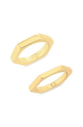 AllSaints Set of 2 Hexagon Band Stackable Rings in Gold at Nordstrom Rack, Size Medium