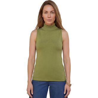 Jessica London Carefree Cashmere Sleeveless Turtleneck Shell in Moss Green at Nordstrom, Size 20