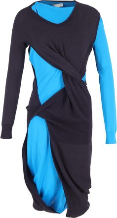 Bottega Veneta Bottega Veneta Deconstructed Midi Dress in Blue and Purple Polyamide