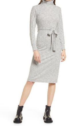Topshop Long Sleeve Turtleneck Sweater Dress in Grey at Nordstrom Rack, Size 0 Us (Fits Like 00)