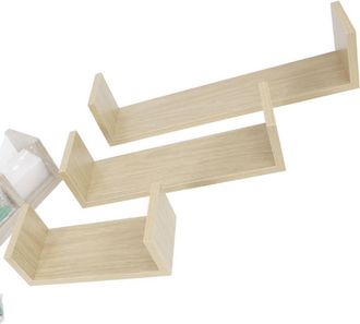 Trade Shop Trade Shop - Set 3 Mensole Da Parete Moderne Design Con Bordi Mensola Scaffale Legno Naturale