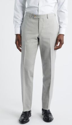 Jack Victor Piero Flat Front Stretch Cotton & Wool Pants in Light Grey at Nordstrom, Size 38