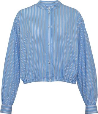 Msgm balloon-sleeve stripe-pattern shirt - Blue