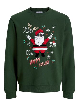 Jack & Jones Sweatshirt JACK & JONES JJCHRISTMAS SWEAT CREW NECK XMAS, Herren, Gr. XS, kombu gr&uuml;n, angeraute Sweatware, Obermaterial: 70% Baumwolle, 30% Polyester,