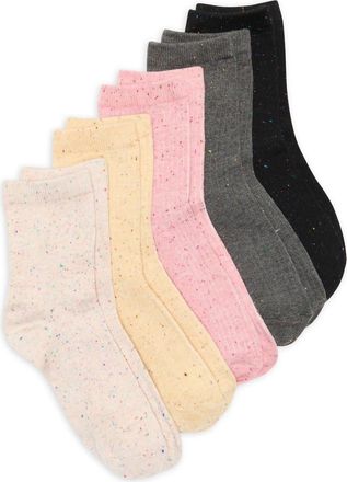 Nordstrom Rack Assorted 5-Pack Speckle Demi Crew Socks in Pink Confetti Multi at Nordstrom Rack, Size 9/11