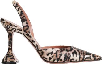 Amina Muaddi Holli Sling 95 Leopard Satin Pumps