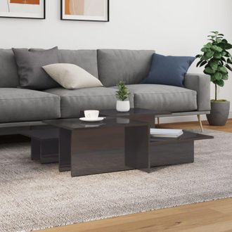 vidaXL Tavolini da Salotto 2 pz Grigio Lucido in Legno Multistrato - Vidaxl