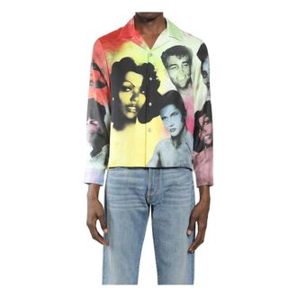Versace Overhemden, Heren, Veelkleurig, M, Informele Shirt Zijde Twill Print The Party