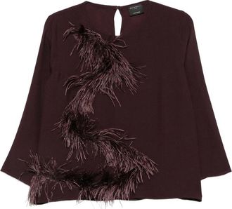 Antonelli Feather-trim Long-sleeve Top