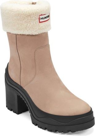 Hunter Marisol Waterproof Faux Shearling Cuff Bootie in Medium Natural at Nordstrom, Size 11