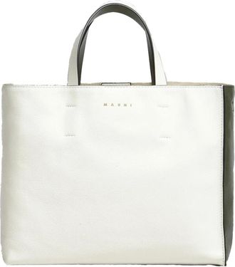 Marni Stijlvolle Bianco-Verde Schoudertas - Dames - Shoppers - Wit - ONE Size - Tassen