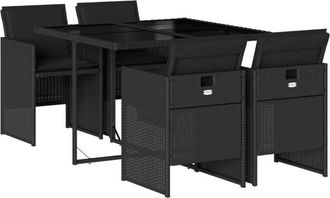 vidaXL Set de muebles jardín 5 pzas con cojines ratán sintético negro Vidaxl