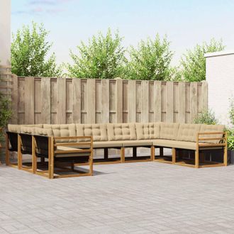vidaXL Vidaxl Set Di Divani Da Esterno 9 Pz Naturale E Beige