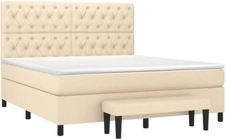 vidaXL Vidaxl - Cama Box Spring Con Colch&oacute;n Tela Color Crema 160x200 Cm